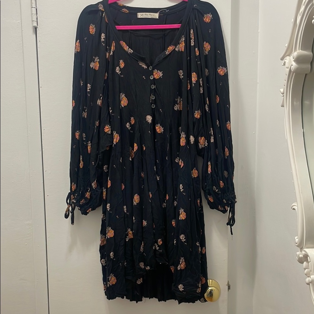 Free People Blue Bishop Sleeve Scoop Neck Tunic